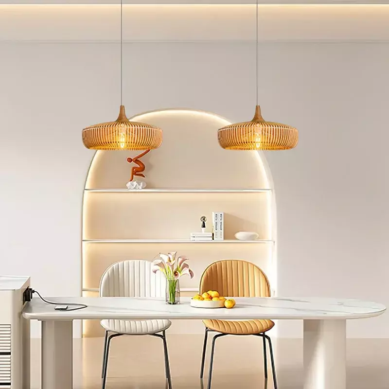 Retro Log Restaurant Chandeliers, Art Wooden Designer LED Lamp, Luminárias para Quarto, Mesa de Jantar, Home Decor