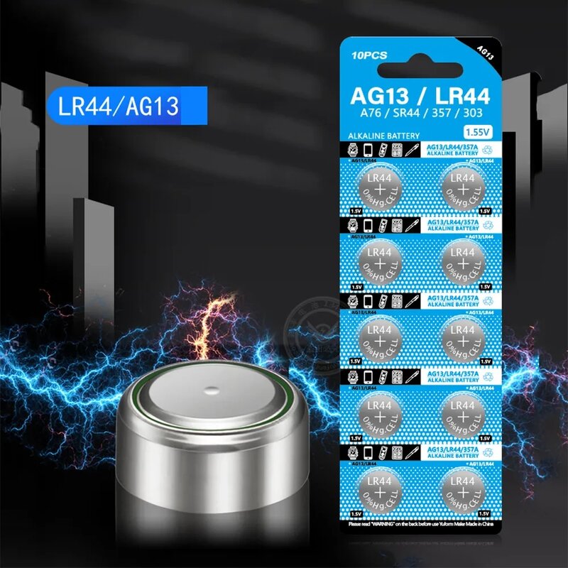 AG13 LR44 A76 357 357A LR1154 SR1154 SR44 1.55V Alkaline Battery For Watch Calculator Car Key Remote Clock Button Coin Cell