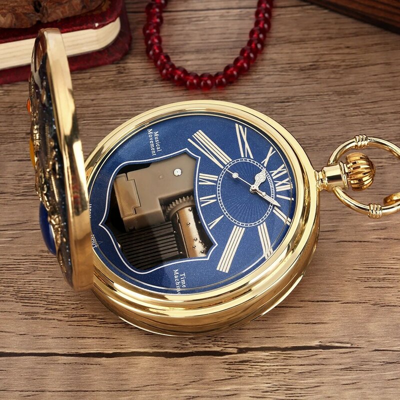 Original Music Pocket Watch Space Theme Quartz Men's Pendant Clock Ladies Music Necklace Watches Unique Couples Collectibles Gif