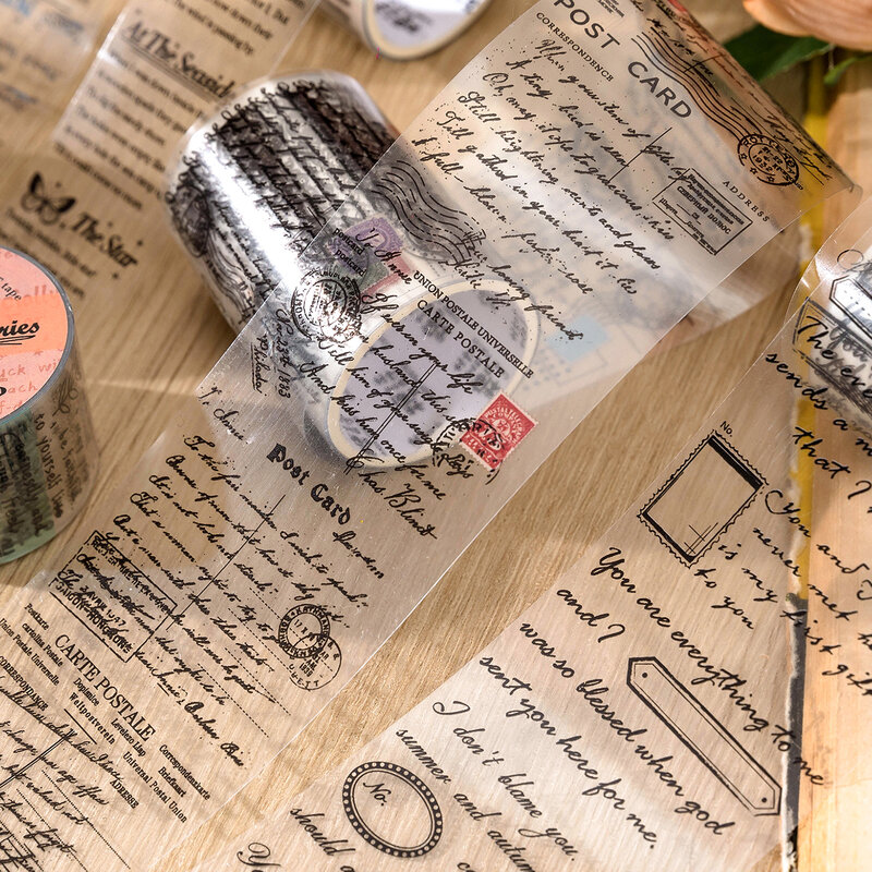 Cintas de Material transparente de 3cm/5cm * 2m, letras, frase en inglés, cinta de enmascarar DIY, etiqueta adhesiva para álbum de recortes, papelería