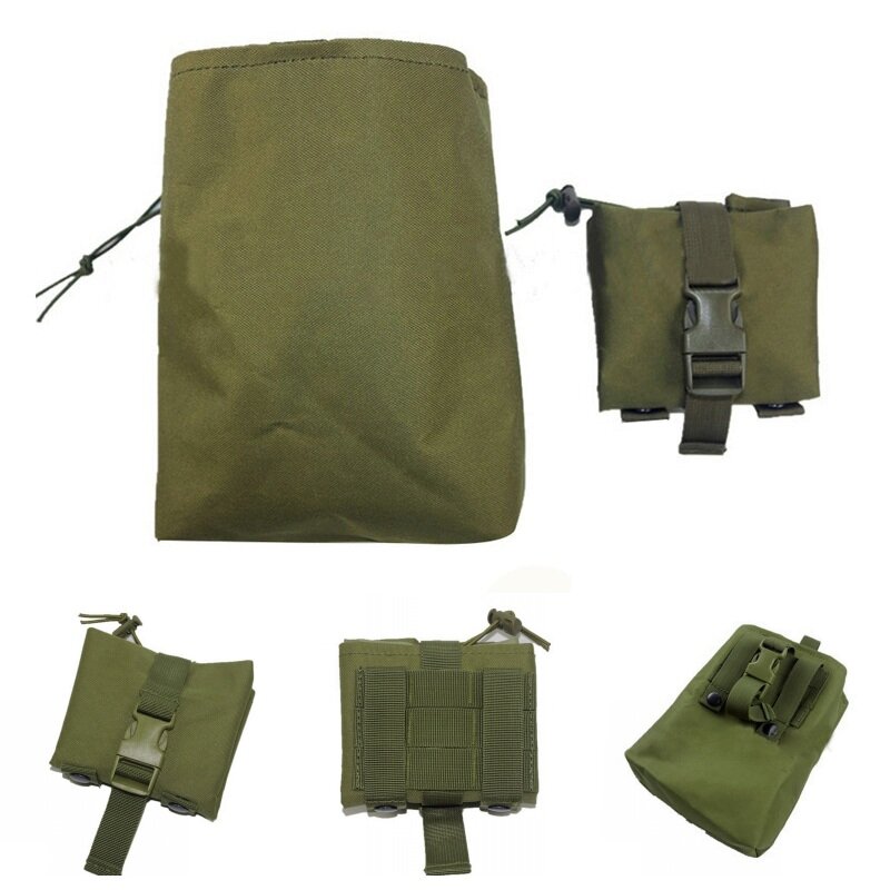 Folding Tactical Molle Magazine Dump Drop Pouch Hunting Military Airsoft Gun Ammo EDC Bag Foldable Utility Recovery Mag Holster