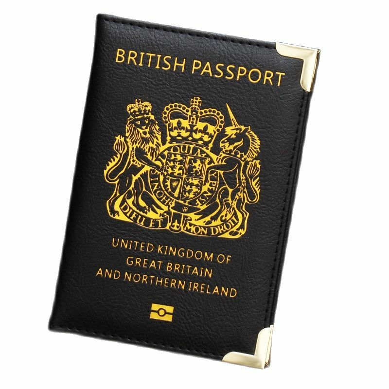 เคสใส่หนังสือเดินทางหนัง PU สำหรับผู้ชายและผู้หญิงจากสหราชอาณาจักรปกหนังสือเดินทางเวลาท่องเที่ยวกระเป๋าสตางค์ใส่บัตรอังกฤษ