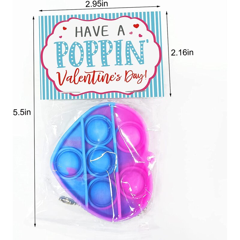 24PCS Pop Heart Fidget Toys Anxiety Stress Reliever Toy Bulk Toddlers Adults School Classroom Party Favors Valentines Day Gifts