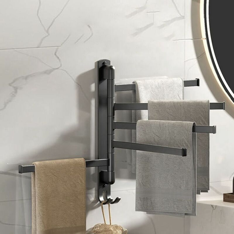 Girevole 1 pz accessori da bagno pieghevoli a parete mensola da cucina appendiabiti portasciugamani portasciugamani