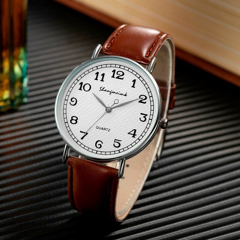Mens Quartz Couple Watches Temperament Round Leather Strap Elegant Ultra Thin Watch Waterproof Dial Clock ساعات يد مقاومة للماء