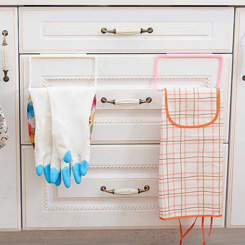 1Pcs Plastic Hanging Holder Towel Rack Multifunction Cupboard Cabinet Door Back Kitchen Accessories Home Storage Organizer