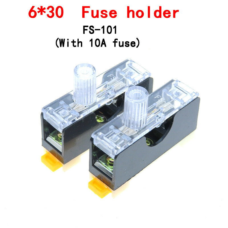 1pcs FS-101 Din Rail Mount Single Pole 6X30mm Fuse Holder Glass fuse 6*30 tube fuse casing WITH 10A FUSE
