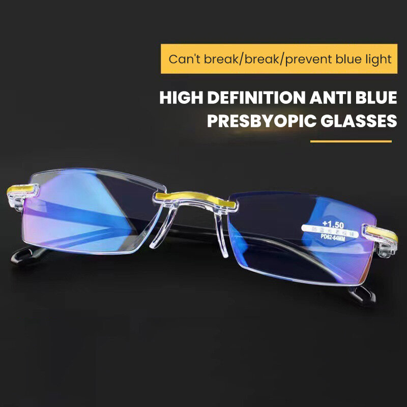 Óculos para hipermetropia Óculos para presbiopia Óculos para hipermetropia Bloqueadores de luz azul Armação de óculos sem bordas Óculos inteligentes Óculos de corte na borda