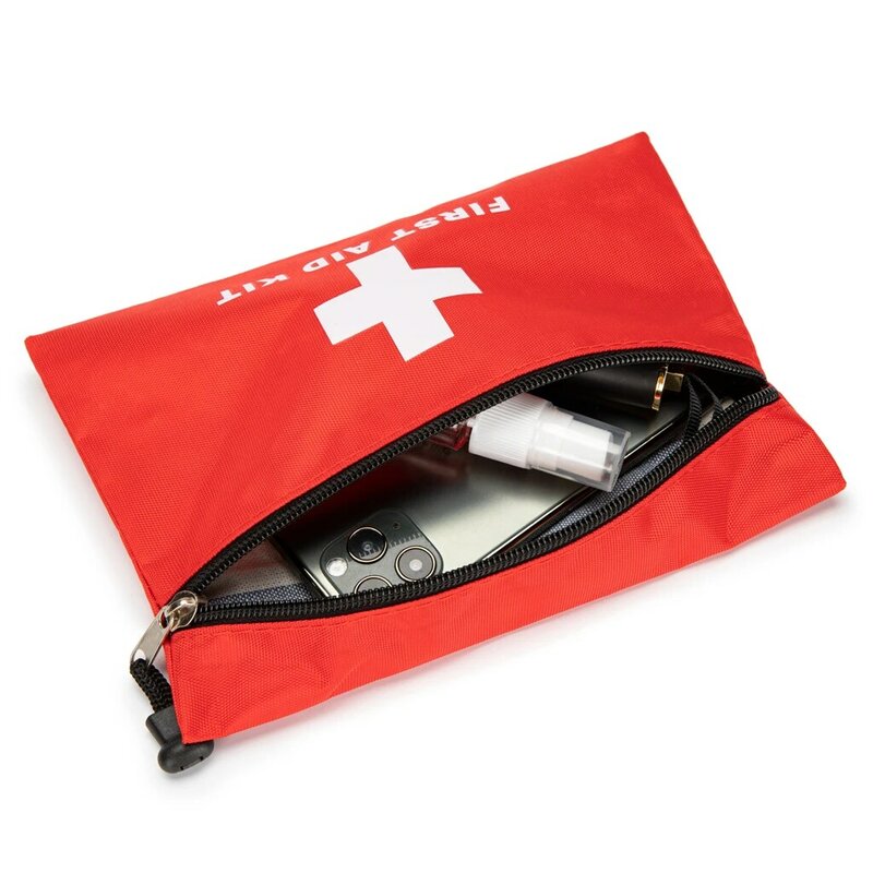 Bolsa de emergencia roja para primeros auxilios, bolsa pequeña vacía de rescate de viaje, almacenamiento de primeros auxilios, bolsillo de medicina para la oficina del coche