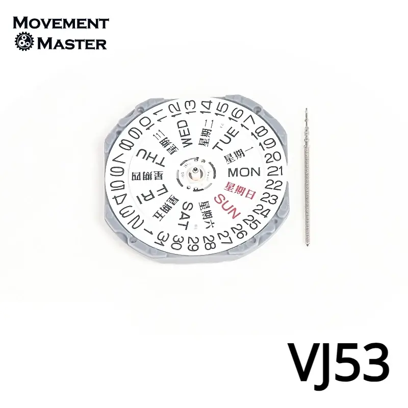 VJ53 gerakan VJ53 Dual kalender gerakan kuarsa 3 tangan merek Jepang baru aksesoris gerakan jam tangan asli