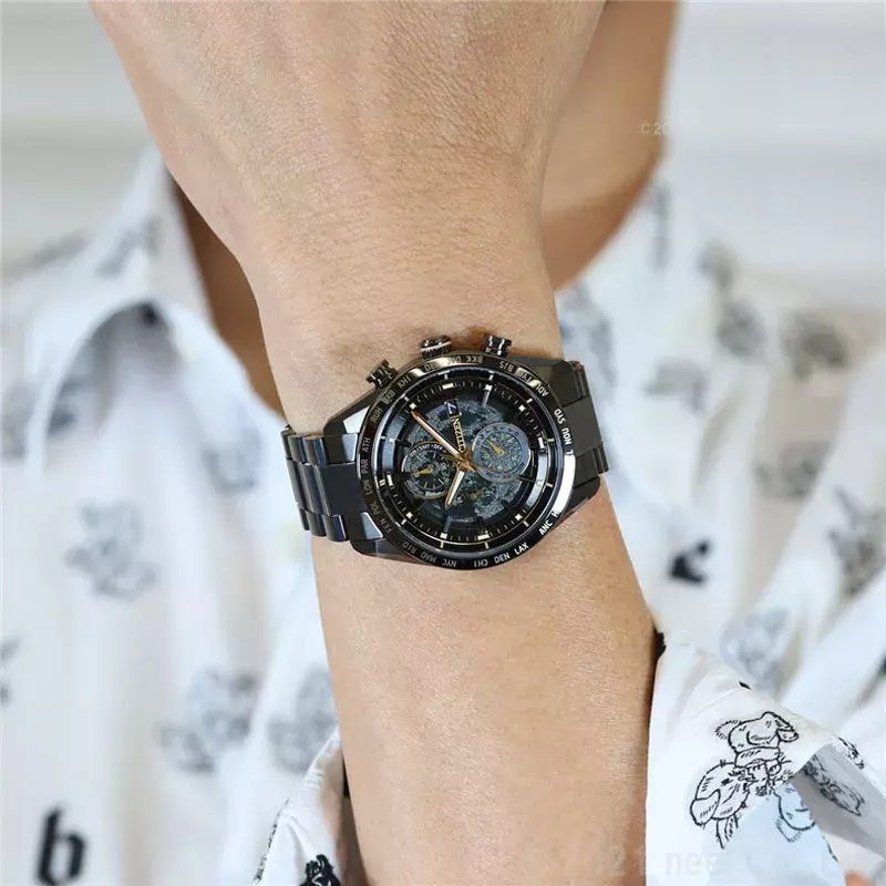 Часы Citizen Reloj Hombre мужские кварцевые, роскошные ударопрочные деловые повседневные с календарем и автоматическим часовым поясом из нержавеющей стали
