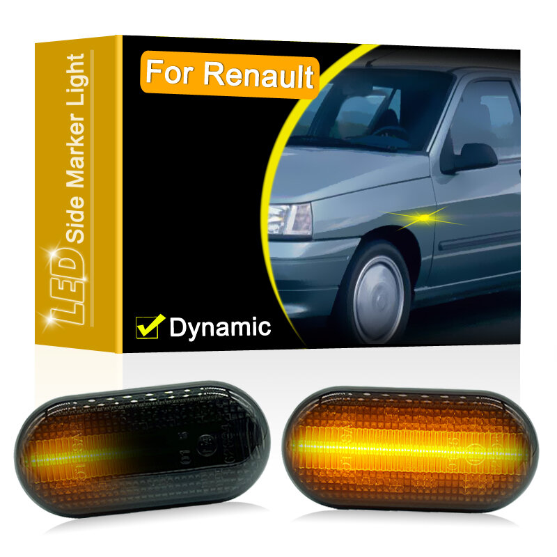 Luz LED de intermitente para coche, marcador de guardabarros lateral, resistente al agua, lente ahumada, para Renault 19, 21, Clio, Espace, Rapid, Express, Kangoo