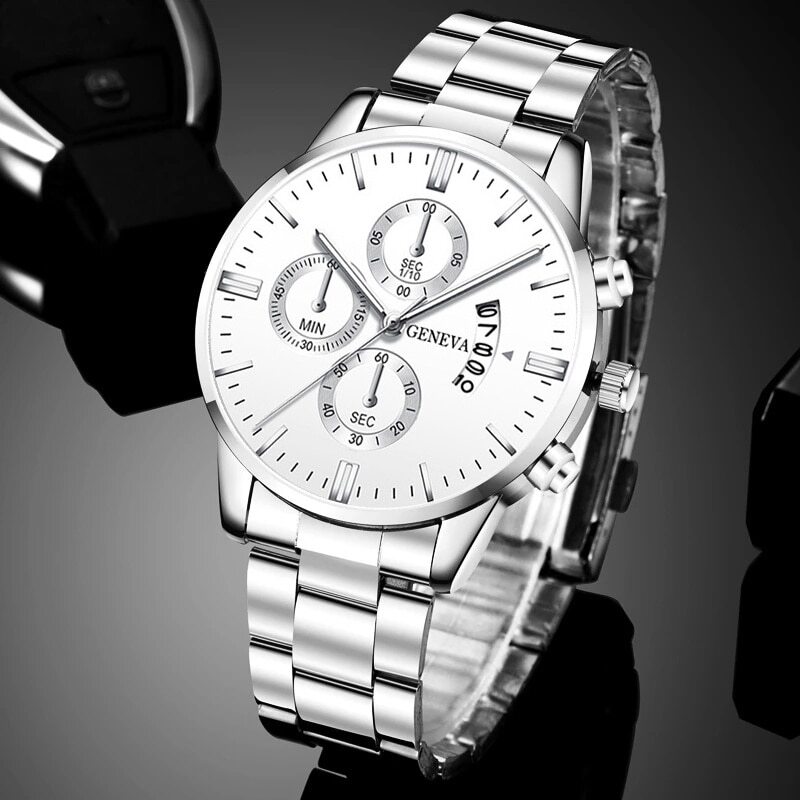 2023 Mode Herren uhren für Herren Luxus Silber Edelstahl Quarz Armbanduhr Mann Business Kalender Uhr Reloj Hombre