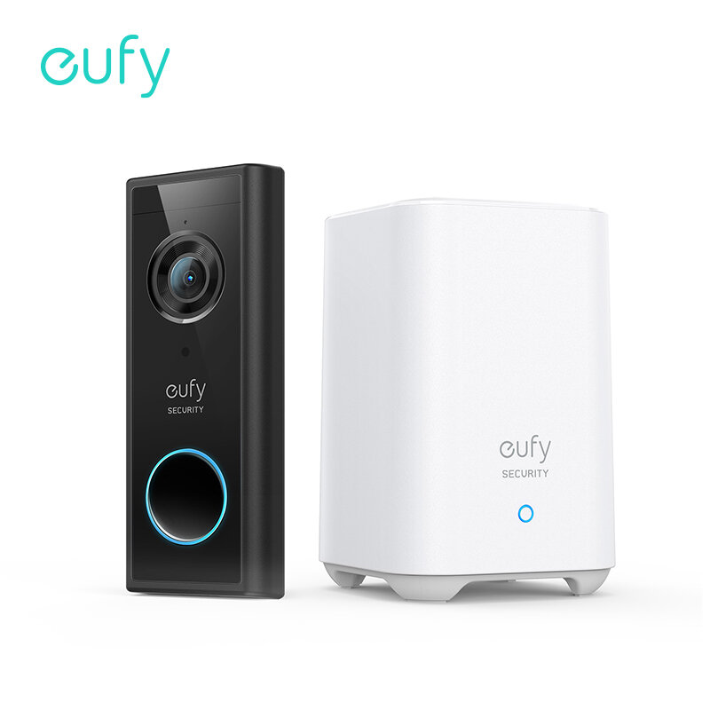Eufy Security dzwonek z kamerą wideo (zasilany bateryjnie) zestaw 2K rozdzielczość szyfrowana pamięć lokalna brak miesięcznych opłat Smart Home