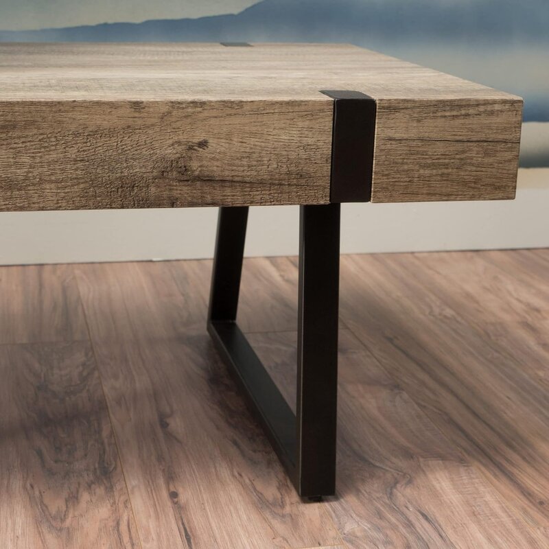 Abitha Faux Holz Couch tisch Mittel tische für Zimmer 23,60 in x 43,25 in x 16,75 in Canyon Grau Küchentisch mit Stühlen Salon