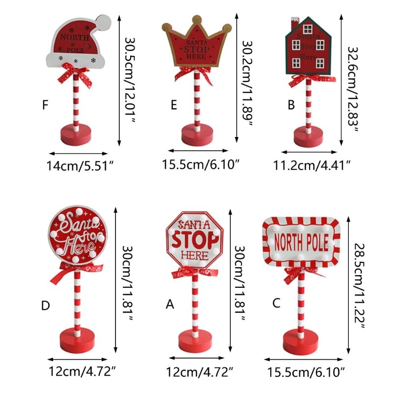 LED Santa Stop Here Sign Lamps Outdoor Christmas Standing Decorative Lights Festive Christmas Decor for Home or Office