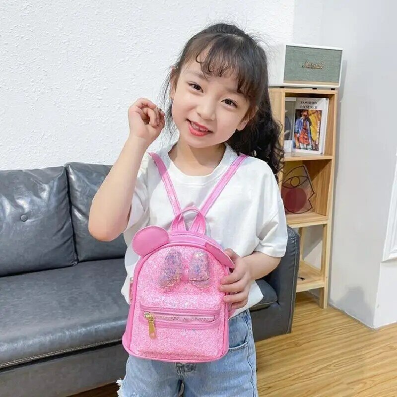 유치원 작은 클래스 학교 가방 소년 소녀 아이 귀여운 만화 미니 공주 미키 마우스 배낭 3-7y 아기 Pu 저장 가방