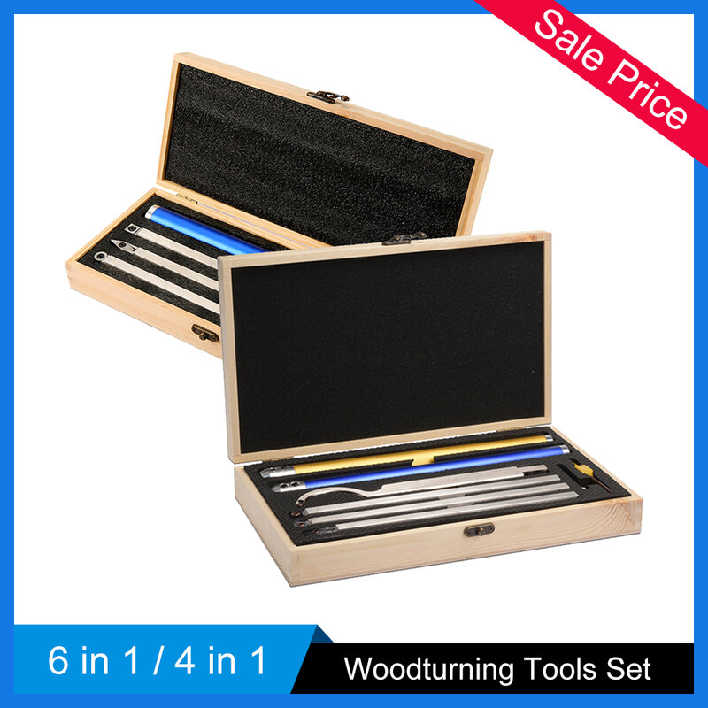 Lathe Tool Woodturning Tools Set Woodworking Chisel Carbide Inserts Cutter Stainless Steel Bar Alum-inums Handle 6 in 1/4 in 1