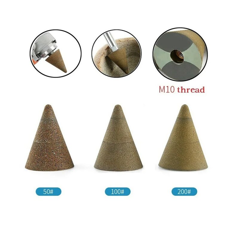 M10 Thread Diamond Chamfer Countersink Bits Cone Carve Polishing Grinding Wheel Abrasive Tools Wood Carving Sanding Tool