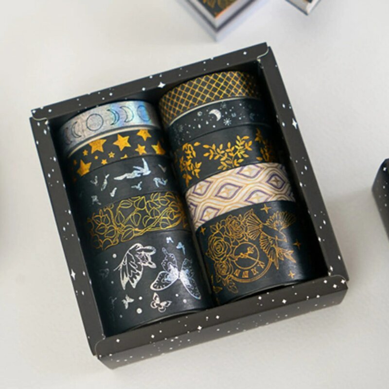 Washi Tape-Ruban de masquage pour boîte-cadeau, décoration de scrapbooking, art créatif, matériel de manuel, autocollants de bricolage A, 10 pièces