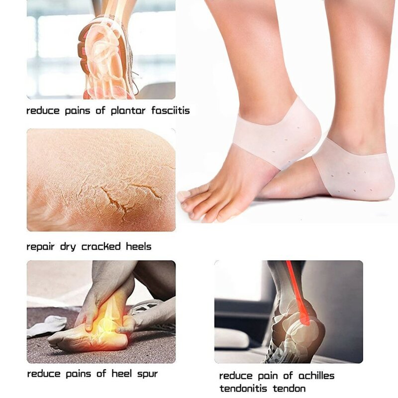 เจลซิลิโคนป้องกันส้นเท้าแขนส้นรองถ้วยส้นฝ่าเท้าสนับสนุนการดูแลผิวเบาะซ่อมแซมครึ่ง-หลา