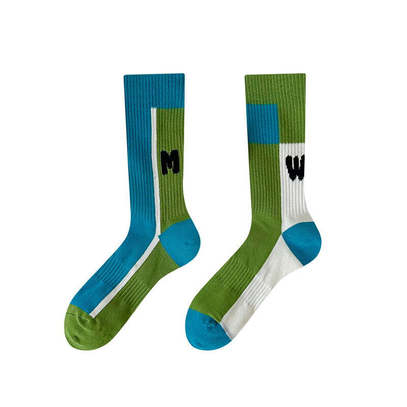Chaussettes minimalistes mi-tube pour couple, chaussettes irrégulières, tendance personnalisée, style Ins asymétrique, AB, nouveau