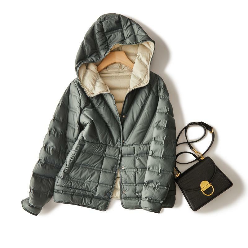 2024 다운 재킷, 90% 화이트 덕 다운, 접착 공예, 후드, 방풍, 따뜻한 재킷, 가을, 겨울, 신상