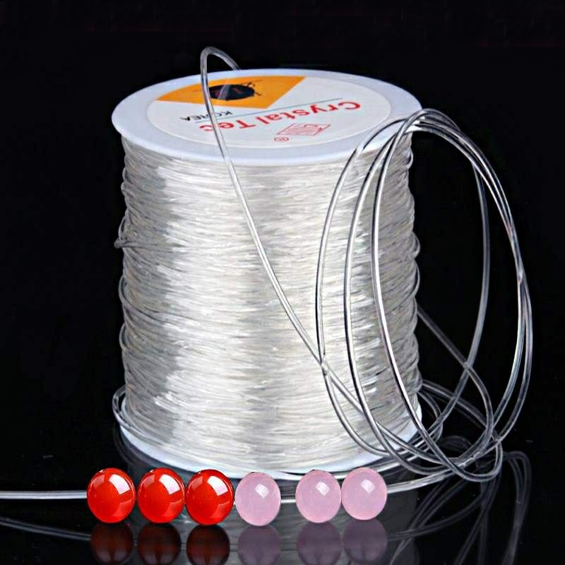 Forte Elastic Cristal Beading Thread, Cabo para Fazer Jóias, Colar Pulseira, DIY Beads String, Espessura Stretchable, 0.4-1mm, 100m