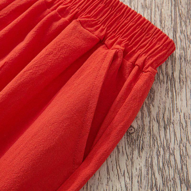 Pantaloni larghi casuali di lino del cotone della vita elastica di Harem di estate delle donne nono pantaloni