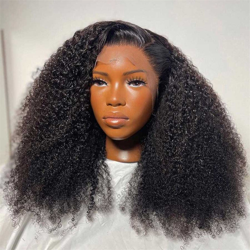 180Density Glueless Soft 26''Long Heat Resistant Kinky Curly Black Lace Front Wig For Women Babyhair Preplucked Daily Wig