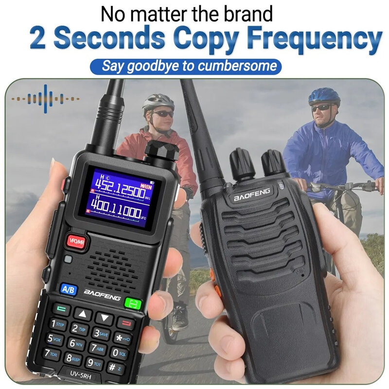 Baofeng-walkie-talkie de banda completa UV 5RH, frecuencia de copia inalámbrica, cargador tipo C, transceptor mejorado UV 5R, Radio bidireccional Ham, 10W