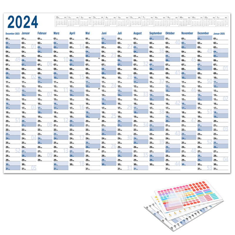 Calendario diario de pared para oficina, planificador anual semanal, lista de tareas pendientes, organizador de Agenda, 2024