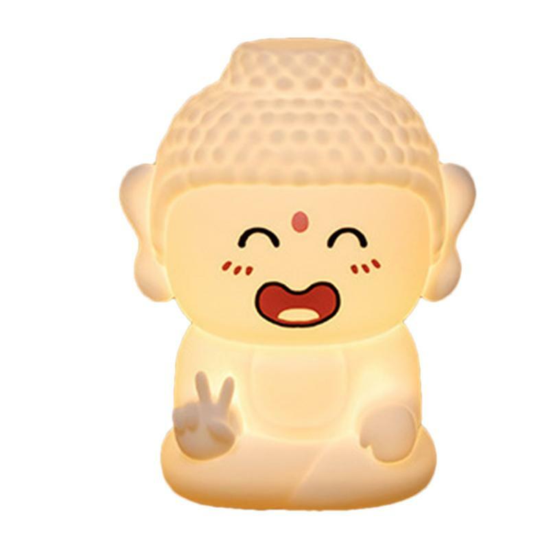 Buddha Light Decor Smiling Buddha Design Bedroom Bedside Light 3 Colors Dimmable Nightstand Lamps Cute Touch Night Lights Indoor