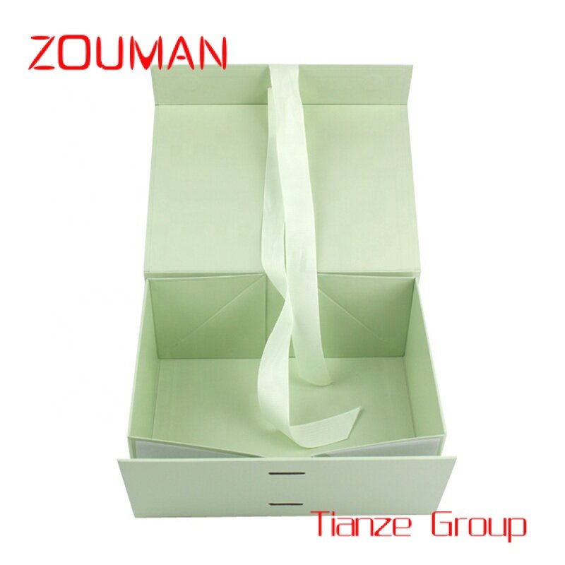 Custom , Luxury Packaging Shoe Foldable Box Flip Top Package Cardboard Gift Box with ribbon