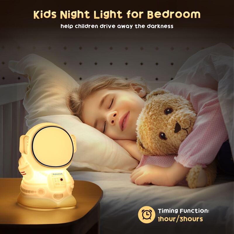Astronot lampu malam Sensor sentuh, lampu malam LED dapat diisi ulang untuk kamar mandi Toilet, lampu kamar tidur dapat diredupkan, lampu malam hadiah Natal