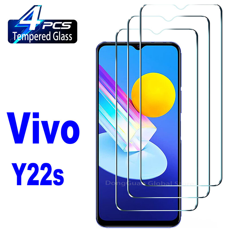 2/4Pcs Tempered Glass For Vivo Y22 Y22s Screen Protector Glass Film