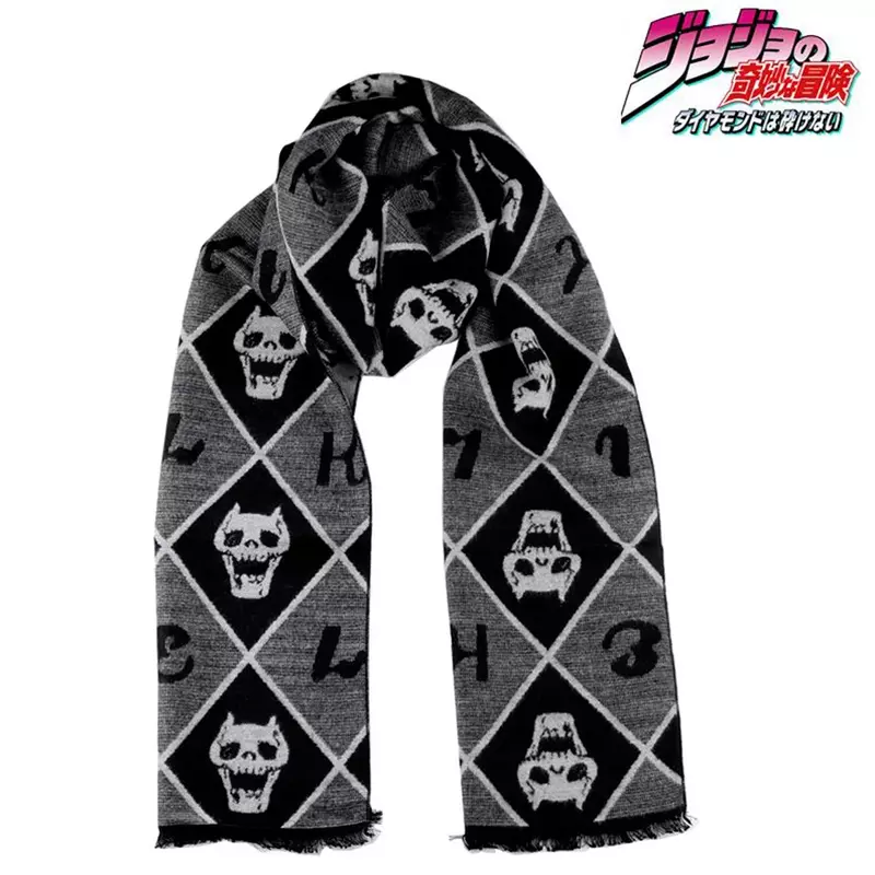 Anime jojo bizarro adventure scarf kira yoshikage cotton halloween scarf skull cosplay accessory attire woman present jpjo scarf