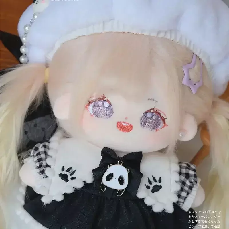 Czarno-biały toczący się bawełniana lalka 20cm ubranka dla niemowląt, ładny pluszowa lalka zestaw ubrań dla dziewczynek