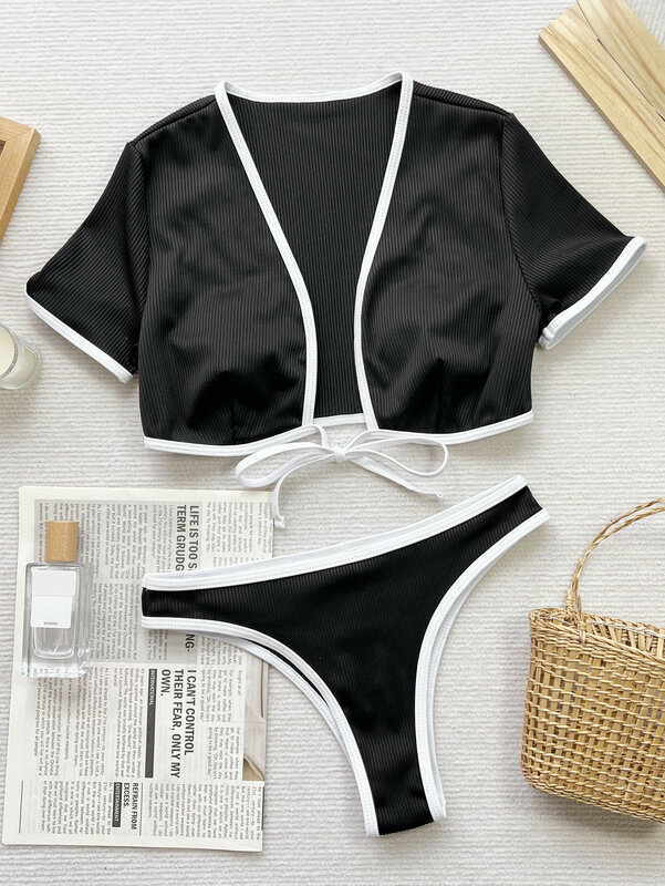 Bikini con abertura para mujer, traje de baño Sexy para vacaciones en la playa, novedad de 2024