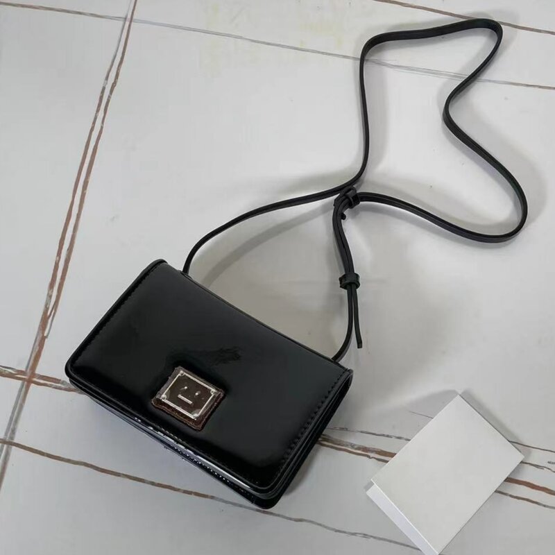 Swedish Niche Designer Brand Patent Leather Crossbody Bag Minimalist Unisex Crossbody Mini Bag Fashion Girl Mini Shoulder Bag