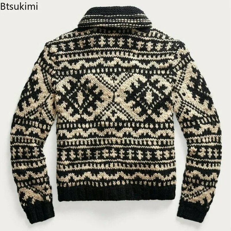 Nowy 2024 jesienno-zimowy męski sweter ciepły kardigan Harajuku kreskówka sweter z dzianiny Hip Hop dzianina casualowa męska bluzka