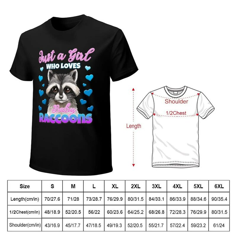 T-shirt homme blanc uni, vêtement vintage, Just a Girl Who Loves Baby Raccoons