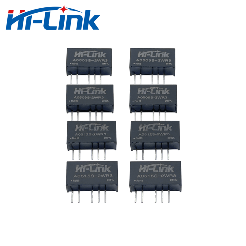 Hilink-デュアル出力分離電源モジュール、電力変換器、DC、A0505S-2WR3、A0512S-2WR3、5vから ± 3.3v、 ± 5v、 ± 9v、12v、 ± 15v、2w