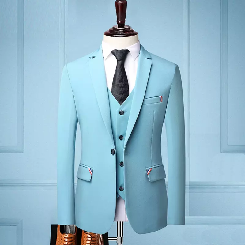 Męski komplet garniturów nowy komfortowy garnitur Casual męski płaszcz młodzieżowy koreański wersja Slim Trend męski trzyczęściowy komplet