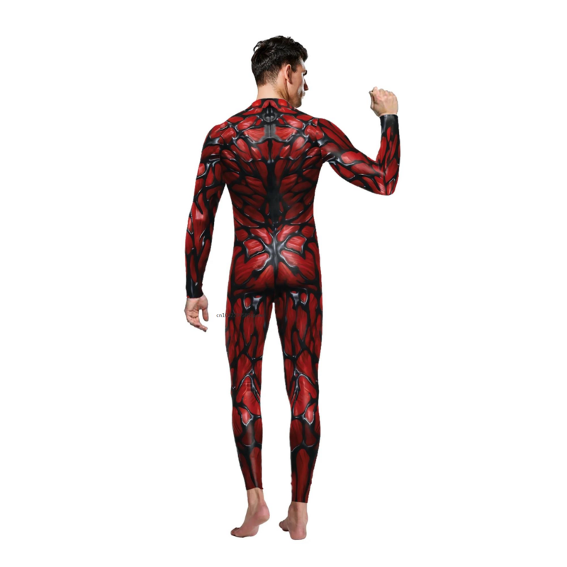 Fashion Halloween Cosplay Costume Muscle Suit 3D Digital Printed Long Sleeve Bodysuit Stretch Partywear Zentai Catsuit 2024