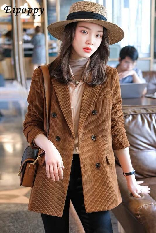Corduroy High-Grade Retro Casual Small Suit Spring and Autumn New Elegantquality Top