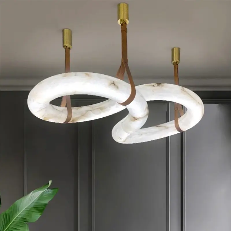 Современная индивидуальная люстра с кожаным кольцом, индивидуальная люстра, лампа для дома, виллы, столовой, в форме креативной подвески