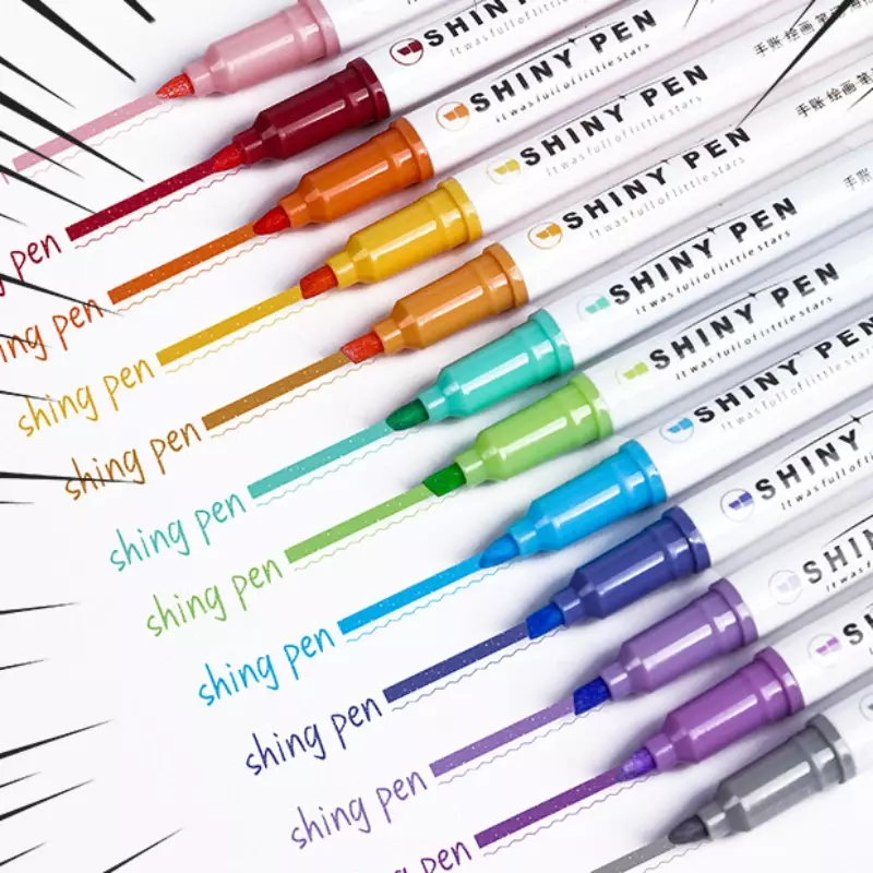 4 Stks/set Esthetische Ster Glitter Highlighters Glanzend Plakboek Doodle Pennen Notebook Highlight Markers Pen Kawaii Kids Briefpapier