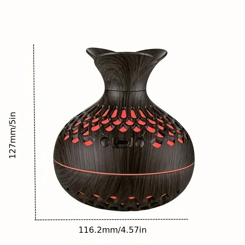 Vaso in legno da 300ml umidificatore a nebbia fredda a luce colorata diffusore di olio per aromaterapia mini umidificatore d'aria usb