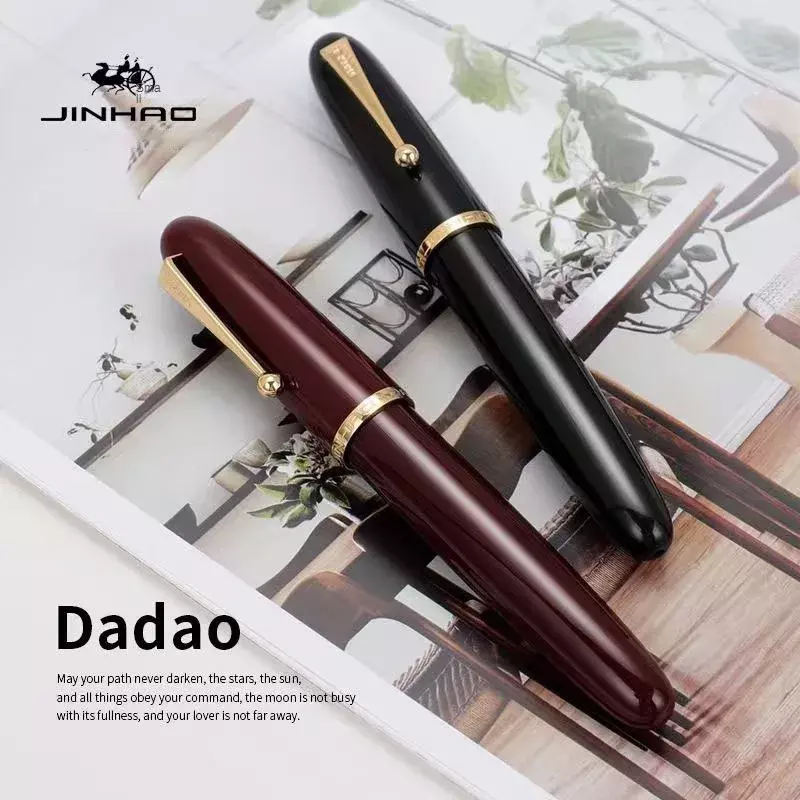 Luxury JinHao 9019 Dadao Fountain Pen Acrylic Transparent Spin Pen 40MM Nib Stationery Office School Supplies Writing Pens